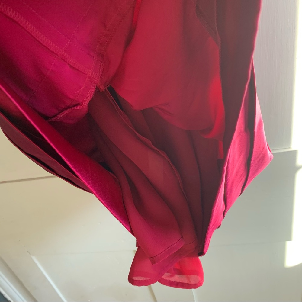 Ann Taylor Fuschia Silk Midi Scoop Neck Sleeveless Dress - Picture 4 of 9